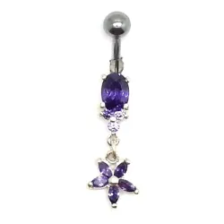 piercing de nombril avec un gros strass et un pendentif en forme d'étoile . - bijouxbijoux.ch