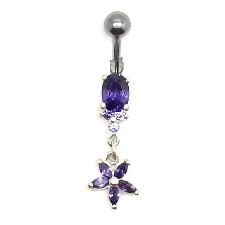 piercing de nombril avec un gros strass et un pendentif en forme d'étoile . - bijouxbijoux.ch