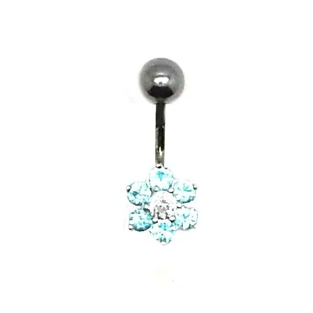piercing de nombril avec une fleur bi-couleur de haute qualité. - bijouxbijoux.ch