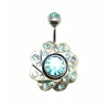 piercing de nombril en argent et tige d'acier chirurgical en forme de fleur avec pleins de strass . - bijouxbijoux.ch