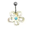 piercing de nombril avec une fleur en argent et un strass en son centre,très attractif .- bijouxbijoux.ch
