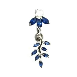 piercing de nombril hyper beau en argent avec de nombreux strass de qualité.- bijouxbijoux.ch