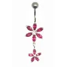 piercing de nombril avec deux petites fleurs très jolies en argent .- bijouxbijoux.ch