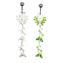piercing de nombril en argent ,superbe avec de nombreux strass de qualité .- bijouxbijoux.ch