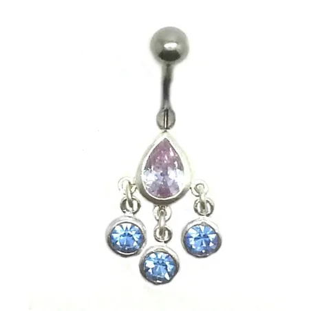 piercing de nombril en argent et acier chirurgical bi-couleurs  pour 49 frs .-bijouxbijoux.ch