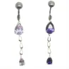 piercing de nombril en argent et acier chirurgical avec 2 strass,vous est proposé par bijouxbijoux.ch