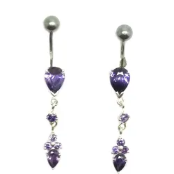 piercing de nombril en argent et acier chirurgical avec 2 strass,vous est proposé par bijouxbijoux.ch