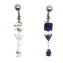 piercing de nombril en argent et acier chirurgical avec 3 strass pour 49 frs .-bijouxbijoux.ch