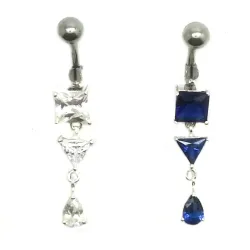 piercing de nombril en argent et acier chirurgical avec 3 strass pour 49 frs .-bijouxbijoux.ch