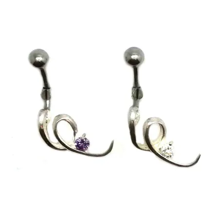 piercing de nombril en argent et acier chirurgical avec 1 strass pour 29 frs .-bijouxbijoux.ch