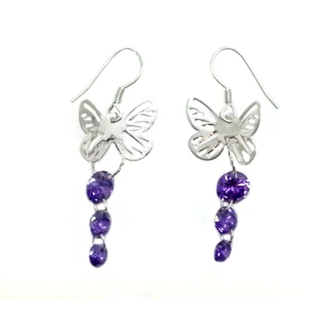 boucles d'oreilles en argent pas cher en forme de papillon .-bijouxbijoux.ch