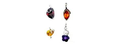 Pendentif en argent et pierres semi-précieuses